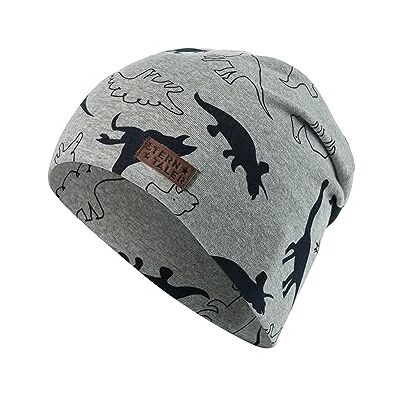 Sterntaler Beanie aus bedrucktem Jersey Mütze für Jungen mit Dinos in Silber, Größe 51 Sterntaler Beanie aus bedrucktem Jersey Mütze für Jungen mit Dinos in Silber, Größe 51