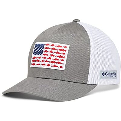 Columbia Unisex PFG Mesh Fish Flag Ball Cap, Titan/Weiß, L/XL Columbia Unisex PFG Mesh Fish Flag Ball Cap, Titan/Weiß, L/XL
