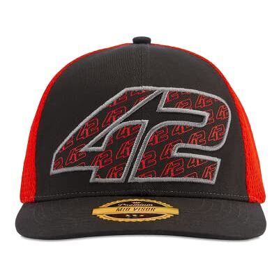 Valentino Rossi Alex Rins Herren Cap mit Visier, Rot/Grau, einfarbig Valentino Rossi Alex Rins Herren Cap mit Visier, Rot/Grau, einfarbig