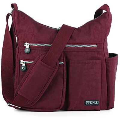 MHCNLL Crossbody-Tasche mit Anti-Diebstahl-RFID-Tasche – Damen-Geldbörse, leichte, wasserabweisende Geldbörse, Rotwein MHCNLL Crossbody-Tasche mit Anti-Diebstahl-RFID-Tasche – Damen-Geldbörse, leichte, wasserabweisende Geldbörse, Rotwein