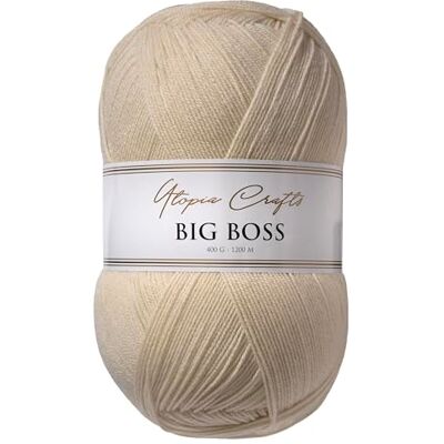 Utopia Crafts Big Boss Acrylwolle 400g 1200m – Strick- & Häkelgarn, weich, maschinenwaschbar, Oeko-Tex zertifiziert, für Pullover, Decken, Schals & Mützen (Naturweiß) Utopia Crafts Big Boss Acrylwolle 400g 1200m – Strick- & Häkelgarn, weich, maschinenwaschbar, Oeko-Tex zertifiziert, für Pullover, Decken, Schals & Mützen (Naturweiß)