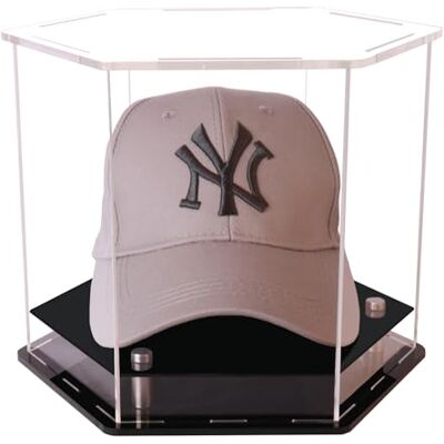 HHUXIUE Transparente Hut-Vitrine, Hut-Vitrine für Baseball, Fußballkappe, Präsentationsständer, perfekt für Baseball, Fußball oder Snapback-Kappen, 24 x 22 x 20 cm, -BINGLIN-006 HHUXIUE Transparente Hut-Vitrine, Hut-Vitrine für Baseball, Fußballkappe, Präsentationsständer, perfekt für Baseball, Fußball oder Snapback-Kappen, 24 x 22 x 20 cm, -BINGLIN-006