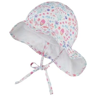 Sterntaler Sonnenhut florales Muster – Sonnenhut aus Baumwolle mit floralem Print, mit Bindeband, Gummizug und Nackenschutz, gefüttert mit Bio-Baumwoll-Batist, UV-Schutz 50+ – Weiß, Größe 47 Sterntaler Sonnenhut florales Muster – Sonnenhut aus Baumwolle mit floralem Print, mit Bindeband, Gummizug und Nackenschutz, gefüttert mit Bio-Baumwoll-Batist, UV-Schutz 50+ – Weiß, Größe 47