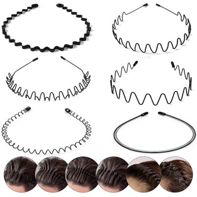 Elalove 6 Stück Metallische Wellen Haarbänder, Elastische Stirnbänder für Frauen und Männer, Sportliche Kopfband Unisex, Dünnes Haarband für Outdoor, Yoga und Alltag Elalove 6 Stück Metallische Wellen Haarbänder, Elastische Stirnbänder für Frauen und Männer, Sportliche Kopfband Unisex, Dünnes Haarband für Outdoor, Yoga und Alltag