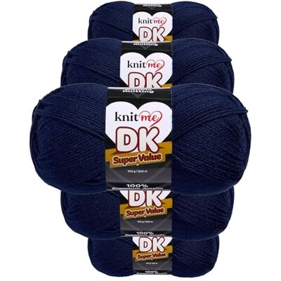 Knit Me DK Wolle 5x100g Vorteilspack – Weiches Acrylgarn zum Stricken & Häkeln, 1500m, pflegeleichtes Garn für Schal, Mütze, Decke, Pullover & Amigurumi (Marineblau) Knit Me DK Wolle 5x100g Vorteilspack – Weiches Acrylgarn zum Stricken & Häkeln, 1500m, pflegeleichtes Garn für Schal, Mütze, Decke, Pullover & Amigurumi (Marineblau)