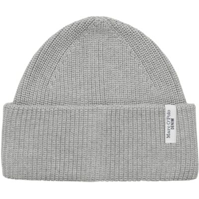 Marc O' Polo Marc OߴPolo Denim Damen Strickmütze aus Bio-Baumwolle mit Logo, Grau (Stone Melange), One Size Marc O' Polo Marc OߴPolo Denim Damen Strickmütze aus Bio-Baumwolle mit Logo, Grau (Stone Melange), One Size