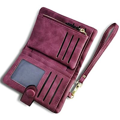 AOXONEL Damen Bifold Leather Wallet RFID blockiert Damen Armband mit kartenhalter-id Fenster geldbörse Small (lila) AOXONEL Damen Bifold Leather Wallet RFID blockiert Damen Armband mit kartenhalter-id Fenster geldbörse Small (lila)
