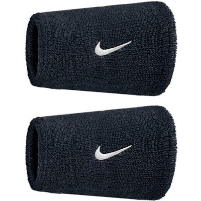 NIKE Swoosh Classic Doublewide Wristbands 2er Pack Schweißbänder Tennis Fitness Running Handgelenkbänder breit, Black/White, One Size NIKE Swoosh Classic Doublewide Wristbands 2er Pack Schweißbänder Tennis Fitness Running Handgelenkbänder breit, Black/White, One Size