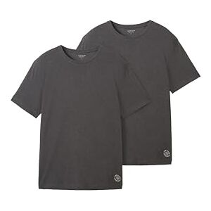 TOM TAILOR Herren Basic T-Shirt im Doppelpack,11086 Dark Grey Melange, S TOM TAILOR Herren Basic T-Shirt im Doppelpack,11086 Dark Grey Melange, S