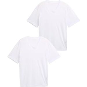 TOM TAILOR Herren 1048394 T-Shirts Mit V-Ausschnitt Im 2er-Pack, 20000 White, 3XL EU TOM TAILOR Herren 1048394 T-Shirts Mit V-Ausschnitt Im 2er-Pack, 20000 White, 3XL EU
