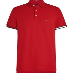 Tommy Hilfiger Herren Poloshirt Kurzarm Flag Cuff Slim Fit, Mehrfarbig (Medium Red), XXL Tommy Hilfiger Herren Poloshirt Kurzarm Flag Cuff Slim Fit, Mehrfarbig (Medium Red), XXL