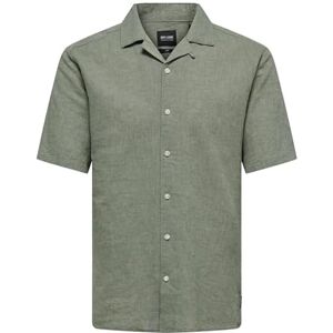 Only & Sons Herren Onscaiden Solid Resort Linen Noos Kurzarmhemd, Swamp, XL EU Only & Sons Herren Onscaiden Solid Resort Linen Noos Kurzarmhemd, Swamp, XL EU