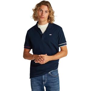 Tommy Jeans Herren Poloshirt Kurzarm Flag Cuff Slim Fit, Blau (Dark Night Navy), L Tommy Jeans Herren Poloshirt Kurzarm Flag Cuff Slim Fit, Blau (Dark Night Navy), L