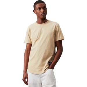 Calvin Herren T-Shirt Kurzarm Badge Turn Up Sleeve Rundhalsausschnitt, Beige (Pale Khaki), XS Calvin Herren T-Shirt Kurzarm Badge Turn Up Sleeve Rundhalsausschnitt, Beige (Pale Khaki), XS