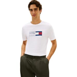 Tommy Hilfiger Herren T-Shirt Kurzarm Brand Love Text Box aus Baumwolle, Weiß (White), L Tommy Hilfiger Herren T-Shirt Kurzarm Brand Love Text Box aus Baumwolle, Weiß (White), L