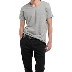 Replay Herren T-Shirt Kurzarm mit V-Ausschnitt, Light Grey Melange M08 (Grau), XXL Replay Herren T-Shirt Kurzarm mit V-Ausschnitt, Light Grey Melange M08 (Grau), XXL