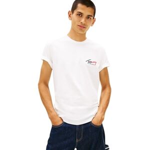 Tommy Jeans Herren T-Shirt Kurzarm Slim Sign Chest mit Logo, Weiß (Ecru), S Tommy Jeans Herren T-Shirt Kurzarm Slim Sign Chest mit Logo, Weiß (Ecru), S