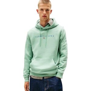 Tommy Jeans Herren Hoodie Linear Logo mit Kapuze, Grün (Cloudy Jade Multi), XS Tommy Jeans Herren Hoodie Linear Logo mit Kapuze, Grün (Cloudy Jade Multi), XS