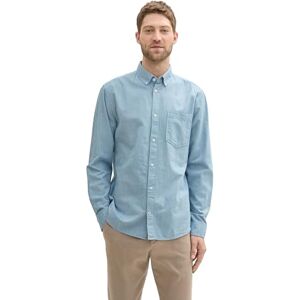 TOM TAILOR Herren Regular Fit Hemd mit Logo-Stickerei an der Brusttasche, 36442 Tropical Teal Chambray, M TOM TAILOR Herren Regular Fit Hemd mit Logo-Stickerei an der Brusttasche, 36442 Tropical Teal Chambray, M