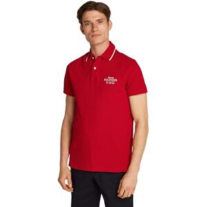 Tommy Hilfiger Herren Poloshirt Kurzarm Left Chest Graphic Regular Fit, Mehrfarbig (Medium Red), L Tommy Hilfiger Herren Poloshirt Kurzarm Left Chest Graphic Regular Fit, Mehrfarbig (Medium Red), L