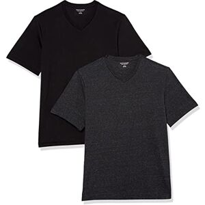 Amazon Essentials Herren Kurzarm-T-Shirt mit V-Ausschnitt in normaler Passform (erhältlich in Big & Tall), 2er-Pack, Schwarz/Anthrazit Meliert, Größe L Amazon Essentials Herren Kurzarm-T-Shirt mit V-Ausschnitt in normaler Passform (erhältlich in Big & Tall), 2er-Pack, Schwarz/Anthrazit Meliert, Größe L