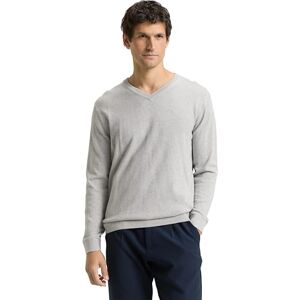 TOM TAILOR Herren 1039811 Strickpullover mit V-Ausschnitt, 14427 Light Soft Grey Melange, L TOM TAILOR Herren 1039811 Strickpullover mit V-Ausschnitt, 14427 Light Soft Grey Melange, L