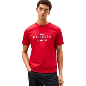 Tommy Hilfiger Herren T-Shirt Kurzarm Brand Love mit großem Logo, Rot (Medium Red), XL Tommy Hilfiger Herren T-Shirt Kurzarm Brand Love mit großem Logo, Rot (Medium Red), XL