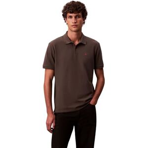 Calvin Herren Poloshirt Kurzarm Monogram Pique aus Baumwolle, Braun (Beluga), M Calvin Herren Poloshirt Kurzarm Monogram Pique aus Baumwolle, Braun (Beluga), M
