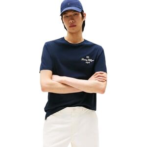 Tommy Hilfiger Herren T-Shirt Kurzarm Outline Script Tee Regular Fit, Blau (Desert Sky), XL Tommy Hilfiger Herren T-Shirt Kurzarm Outline Script Tee Regular Fit, Blau (Desert Sky), XL