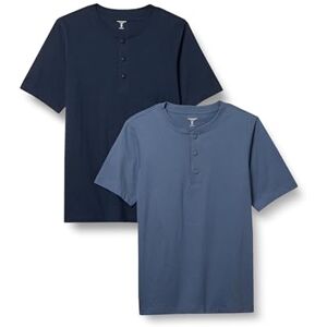 Amazon Essentials Herren Kurzärmliges Henley-T-Shirt aus Baumwolle, 2er-Pack, Marineblau/Blau, S Amazon Essentials Herren Kurzärmliges Henley-T-Shirt aus Baumwolle, 2er-Pack, Marineblau/Blau, S