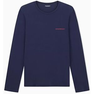 Giorgio Armani Herren-T-Shirt aus Reiner Baumwolle, langärmelig, Rundhalsausschnitt, Blau, Größe M, blau, M Giorgio Armani Herren-T-Shirt aus Reiner Baumwolle, langärmelig, Rundhalsausschnitt, Blau, Größe M, blau, M