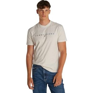 Tommy Jeans Herren T-Shirt Kurzarm Linear Logo Baumwolle, Grau (Oat Marl), XXL Tommy Jeans Herren T-Shirt Kurzarm Linear Logo Baumwolle, Grau (Oat Marl), XXL