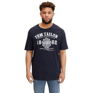 TOM TAILOR Herren Plussize T-Shirt mit Logo-Print, 10690 Knitted Navy, 4XL TOM TAILOR Herren Plussize T-Shirt mit Logo-Print, 10690 Knitted Navy, 4XL