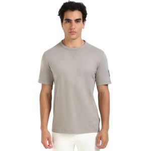 Calvin Herren T-Shirt Kurzarm Regular Tee mit Logo-Badge, Grau (Rock Ridge), XS Calvin Herren T-Shirt Kurzarm Regular Tee mit Logo-Badge, Grau (Rock Ridge), XS