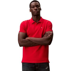Calvin Herren Poloshirt Kurzarm Monogram Pique aus Baumwolle, Rot (Adrenaline Rush), XL Calvin Herren Poloshirt Kurzarm Monogram Pique aus Baumwolle, Rot (Adrenaline Rush), XL