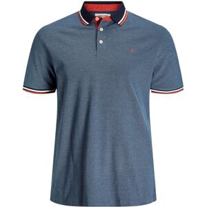 JACK & JONES Herren + Fit Polo Shirt JJEPAULOS Uni Sommer Hemd Kurz Arm Pique Cotton Big Size, Farben:Blau, Größe:4XL JACK & JONES Herren + Fit Polo Shirt JJEPAULOS Uni Sommer Hemd Kurz Arm Pique Cotton Big Size, Farben:Blau, Größe:4XL