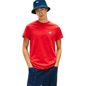 Tommy Jeans Herren T-Shirt Kurzarm Slim Sign Chest mit Logo, Rot (Rapid Red), M Tommy Jeans Herren T-Shirt Kurzarm Slim Sign Chest mit Logo, Rot (Rapid Red), M