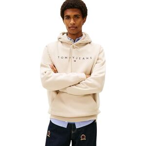 Tommy Jeans Herren Hoodie Linear Logo mit Kapuze, Beige (Gulf Sand), XS Tommy Jeans Herren Hoodie Linear Logo mit Kapuze, Beige (Gulf Sand), XS