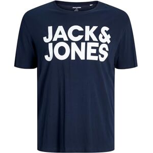 JACK & JONES Herren Logo T-Shirt Plus Size Rundhals Kurzarm Shirt Übergrößen Shortsleeve JJECORP, Farben:Navy, Größe:3XL JACK & JONES Herren Logo T-Shirt Plus Size Rundhals Kurzarm Shirt Übergrößen Shortsleeve JJECORP, Farben:Navy, Größe:3XL