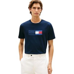 Tommy Hilfiger Herren T-Shirt Kurzarm Brand Love Text Box aus Baumwolle, Blau (Desert Sky), L Tommy Hilfiger Herren T-Shirt Kurzarm Brand Love Text Box aus Baumwolle, Blau (Desert Sky), L