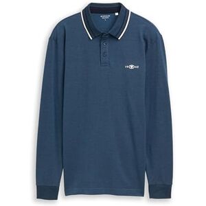 TOM TAILOR Herren 1047798 Langarm Piqué Poloshirt Mit Logo-Print, 39221 Navy Denim Blue Two Tone, M EU TOM TAILOR Herren 1047798 Langarm Piqué Poloshirt Mit Logo-Print, 39221 Navy Denim Blue Two Tone, M EU