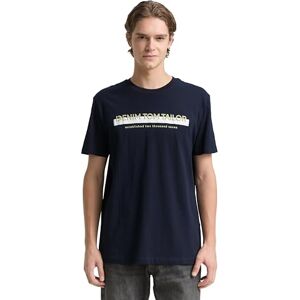 TOM TAILOR Denim Herren Slim Fit T-Shirt mit Logo-Print aus Baumwolle TOM TAILOR Denim Herren Slim Fit T-Shirt mit Logo-Print aus Baumwolle