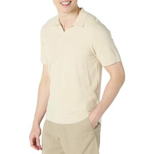 Amazon Essentials Herren-Polopullover, Normale Passform, kurzärmelig, gestrickt, Sand Heather, Größe S Amazon Essentials Herren-Polopullover, Normale Passform, kurzärmelig, gestrickt, Sand Heather, Größe S