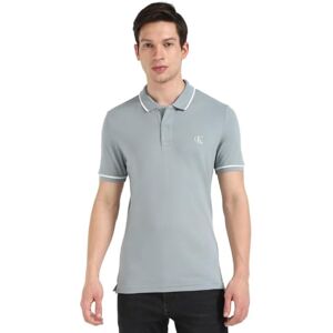 Calvin Herren Poloshirt Kurzarm Tipping Slim mit Stretch, Blau (Lead), XXL Calvin Herren Poloshirt Kurzarm Tipping Slim mit Stretch, Blau (Lead), XXL