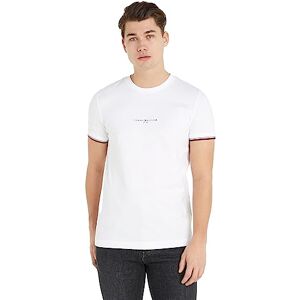 Tommy Hilfiger Herren T-Shirt Kurzarm Logo Tipped Rundhalsausschnitt, Weiß (White), XS Tommy Hilfiger Herren T-Shirt Kurzarm Logo Tipped Rundhalsausschnitt, Weiß (White), XS