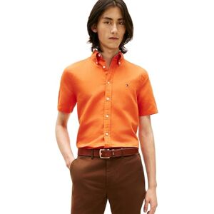 Tommy Hilfiger Herren Hemd Linen Blend Solid Kurzarm, Orange (Brilliant Orange), XS Tommy Hilfiger Herren Hemd Linen Blend Solid Kurzarm, Orange (Brilliant Orange), XS