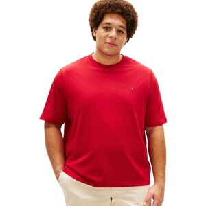 Tommy Hilfiger Herren T-Shirt Kurzarm Seasonal Solid aus Baumwolle, Rot (Medium Red), 4XLT Tommy Hilfiger Herren T-Shirt Kurzarm Seasonal Solid aus Baumwolle, Rot (Medium Red), 4XLT