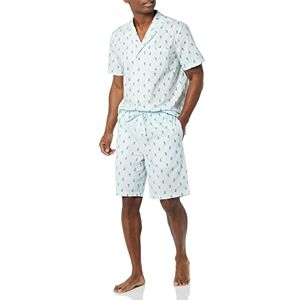 Amazon Essentials Herren Kurzes Pyjama-Set aus Baumwoll-Stretch-Popeline mit V-Ausschnitt, Hellblau Weiß Ananas, 3XL Amazon Essentials Herren Kurzes Pyjama-Set aus Baumwoll-Stretch-Popeline mit V-Ausschnitt, Hellblau Weiß Ananas, 3XL