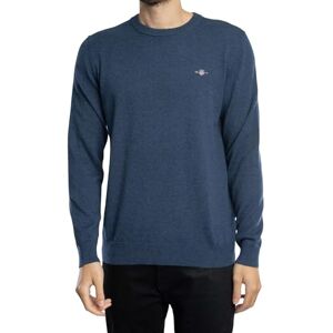 GANT Herren Classic Cotton C-Neck Pullover, Dark Jeansblue Melange, M GANT Herren Classic Cotton C-Neck Pullover, Dark Jeansblue Melange, M