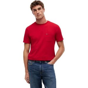 Tommy Hilfiger Herren T-Shirt Kurzarm Essential mit Brusttasche, Mehrfarbig (Medium Red), XL Tommy Hilfiger Herren T-Shirt Kurzarm Essential mit Brusttasche, Mehrfarbig (Medium Red), XL